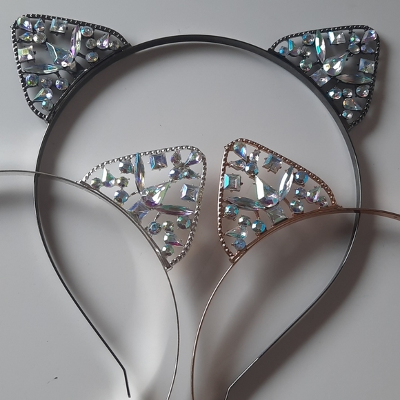 Crystal Rhinestone Cat Ears - Picture 2 of 3
